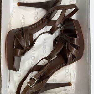 New! ALDO Sexy High Heel Brown Sandals 7